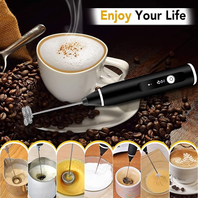 Electric Milk Frother – Handheld Foam Maker for Coffee, Lattes & Cappuccinos