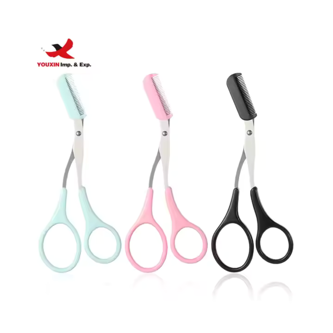 FENGFLY Stainless Steel Eyebrow Trimmer Scissors With Comb Hair Grooming Shaver Hair Remover