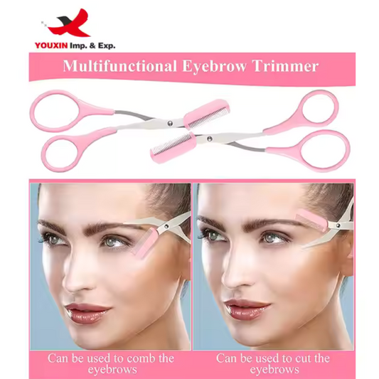 FENGFLY Stainless Steel Eyebrow Trimmer Scissors With Comb Hair Grooming Shaver Hair Remover
